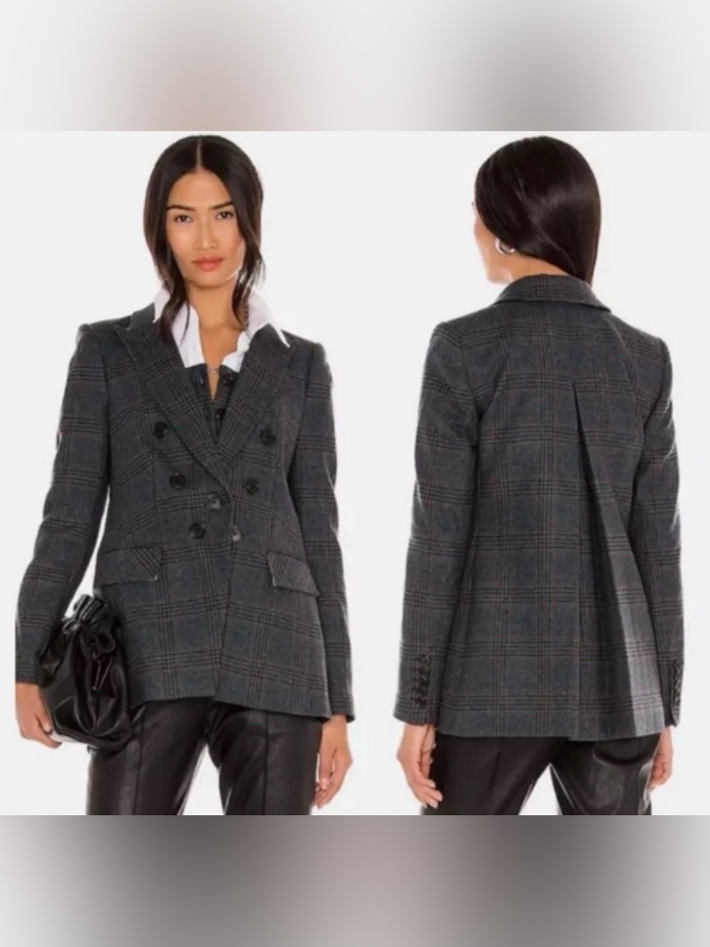 Veronica Beard Yareli Dickey Jacket Wool Navy Multi Plaid Sz 16